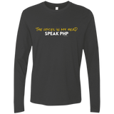 T-Shirts Heavy Metal / Small The Voices In My Head Speak PHP Men's Premium Long Sleeve