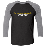 T-Shirts Vintage Black/Premium Heather / X-Small The Voices In My Head Speak PHP Men's Triblend 3/4 Sleeve