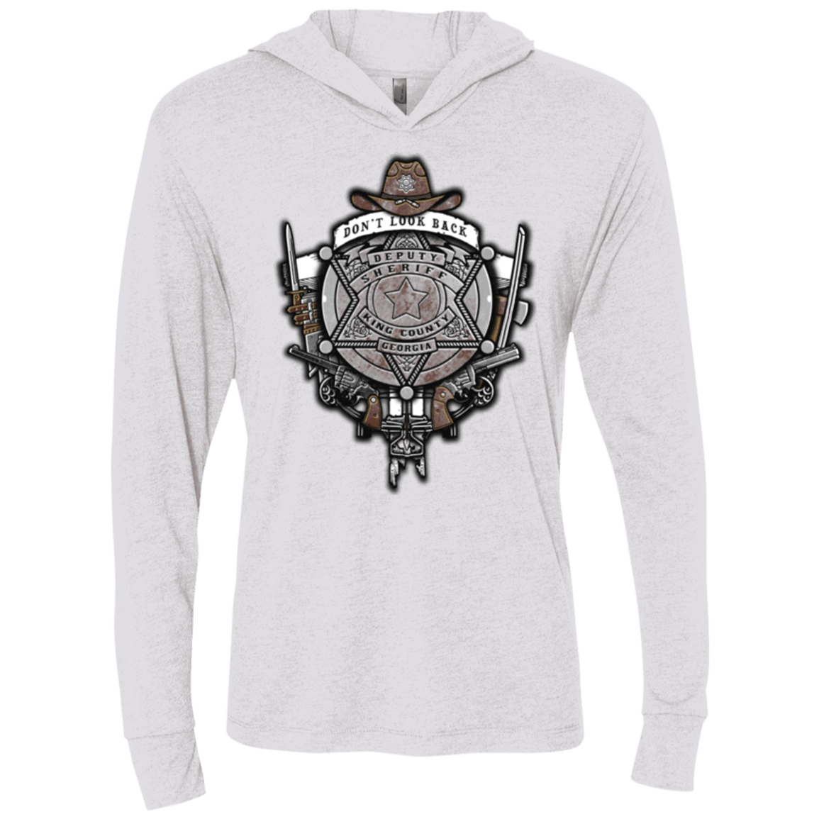 T-Shirts Heather White / X-Small The Walking Crest Triblend Long Sleeve Hoodie Tee