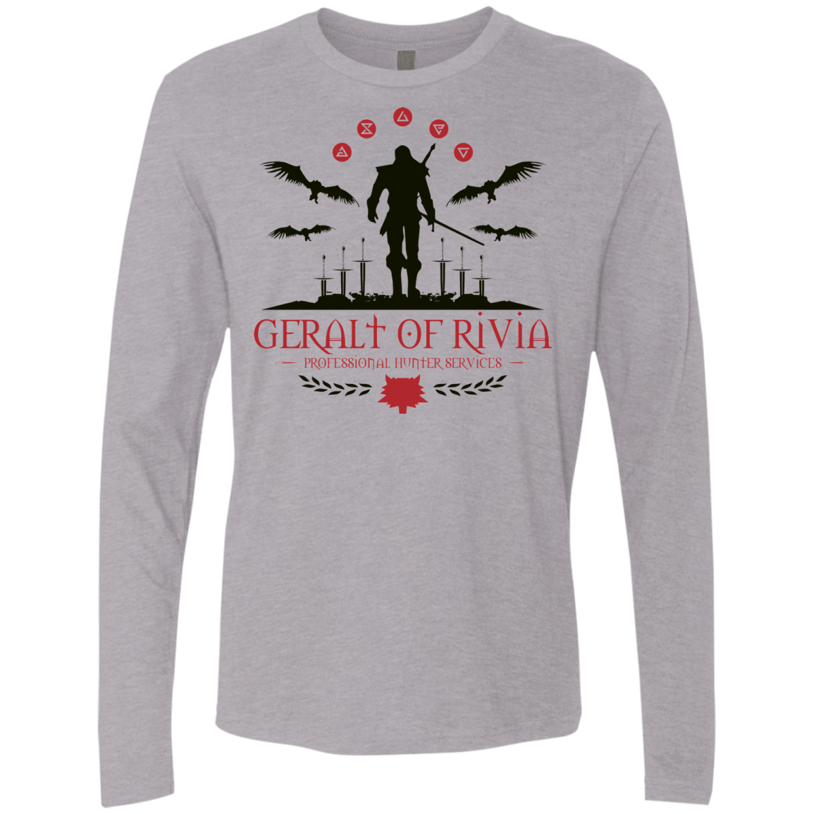 T-Shirts Heather Grey / Small The Witcher 3 Wild Hunt Men's Premium Long Sleeve