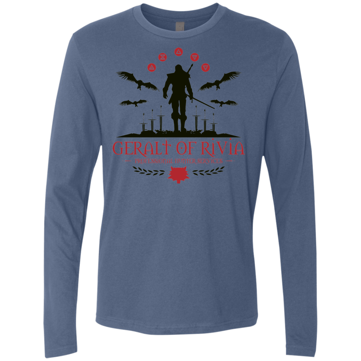 T-Shirts Indigo / Small The Witcher 3 Wild Hunt Men's Premium Long Sleeve