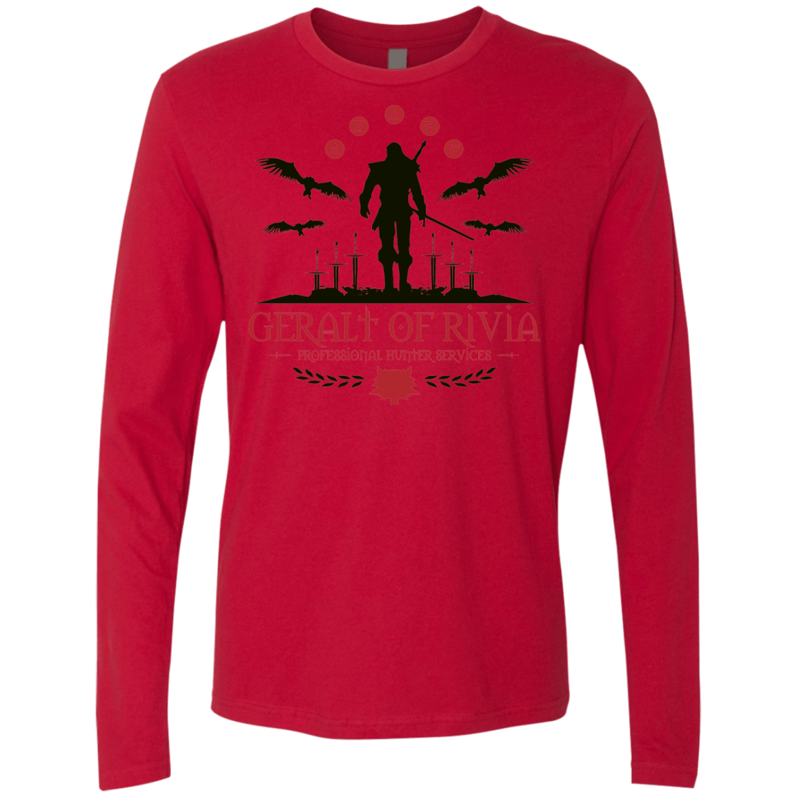 T-Shirts Red / Small The Witcher 3 Wild Hunt Men's Premium Long Sleeve