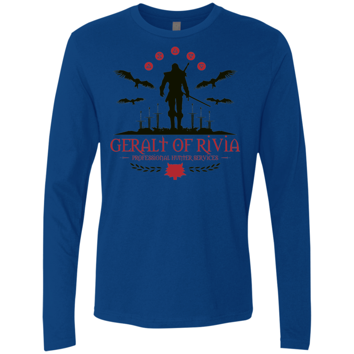 T-Shirts Royal / Small The Witcher 3 Wild Hunt Men's Premium Long Sleeve