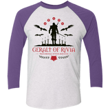 T-Shirts Heather White/Purple Rush / X-Small The Witcher 3 Wild Hunt Men's Triblend 3/4 Sleeve