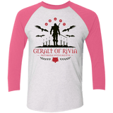 T-Shirts Heather White/Vintage Pink / X-Small The Witcher 3 Wild Hunt Men's Triblend 3/4 Sleeve