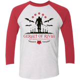 T-Shirts Heather White/Vintage Red / X-Small The Witcher 3 Wild Hunt Men's Triblend 3/4 Sleeve