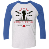 T-Shirts Heather White/Vintage Royal / X-Small The Witcher 3 Wild Hunt Men's Triblend 3/4 Sleeve