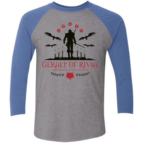 T-Shirts Premium Heather/Vintage Royal / X-Small The Witcher 3 Wild Hunt Men's Triblend 3/4 Sleeve