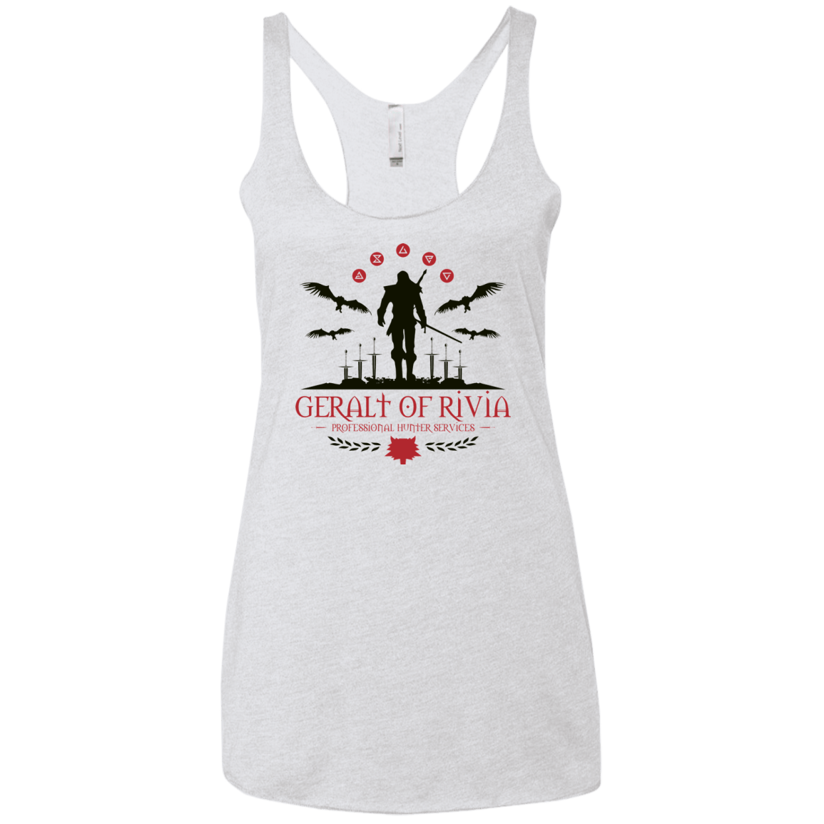 T-Shirts Heather White / X-Small The Witcher 3 Wild Hunt Women's Triblend Racerback Tank