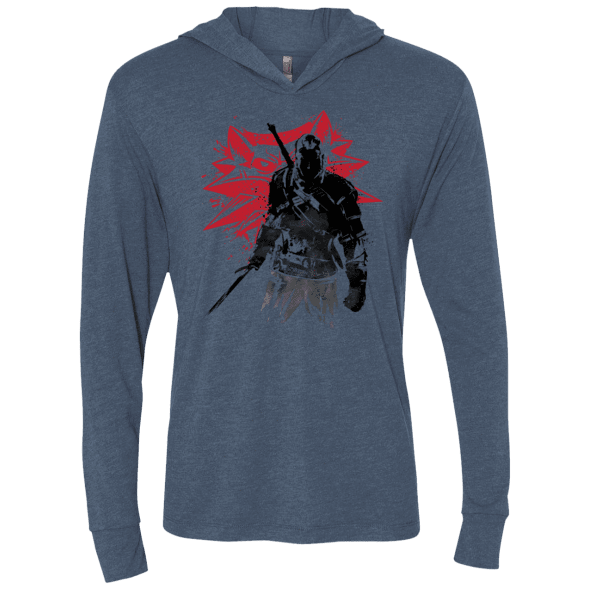 T-Shirts Indigo / X-Small The witcher sumi-e Triblend Long Sleeve Hoodie Tee
