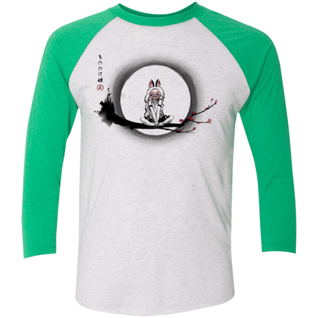 T-Shirts Heather White/Envy / X-Small The Wolf Girl Men's Triblend 3/4 Sleeve
