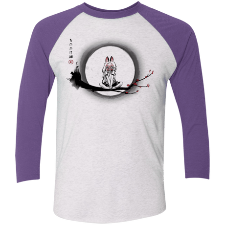 T-Shirts Heather White/Purple Rush / X-Small The Wolf Girl Men's Triblend 3/4 Sleeve