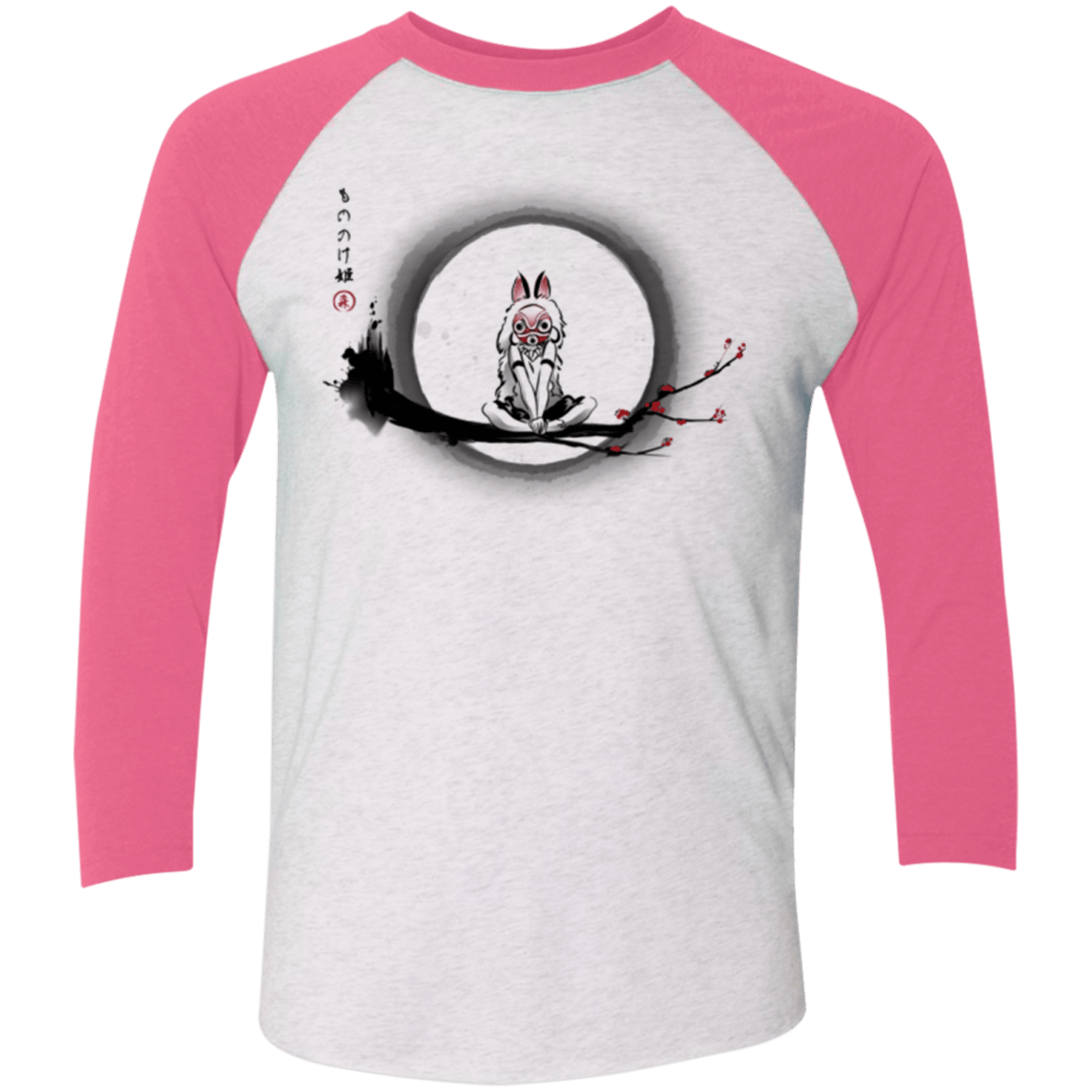 T-Shirts Heather White/Vintage Pink / X-Small The Wolf Girl Men's Triblend 3/4 Sleeve