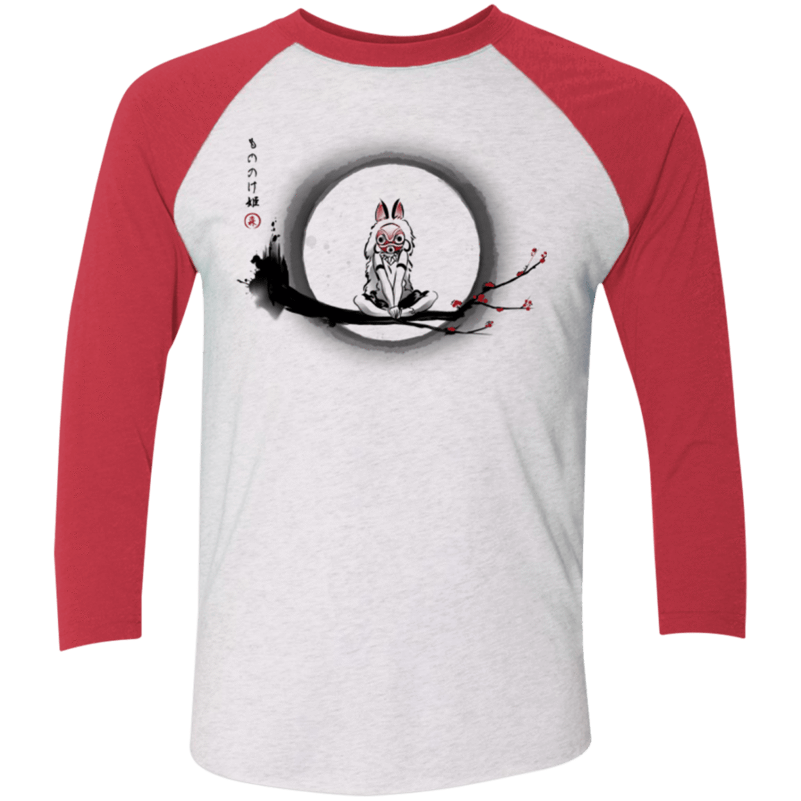 T-Shirts Heather White/Vintage Red / X-Small The Wolf Girl Men's Triblend 3/4 Sleeve