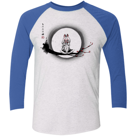 T-Shirts Heather White/Vintage Royal / X-Small The Wolf Girl Men's Triblend 3/4 Sleeve