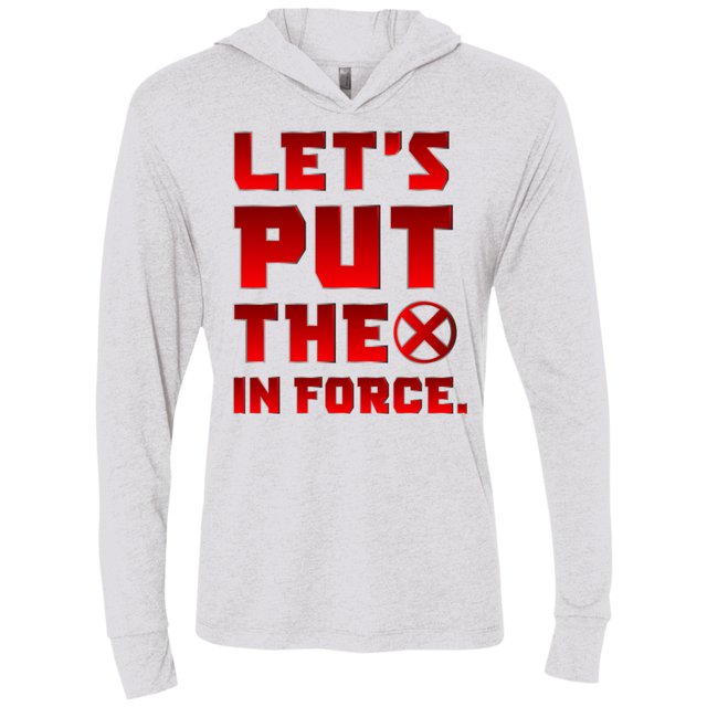 T-Shirts Heather White / X-Small The X In Force Triblend Long Sleeve Hoodie Tee