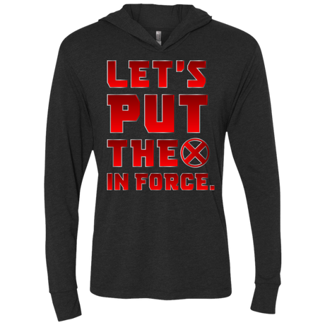 T-Shirts Vintage Black / X-Small The X In Force Triblend Long Sleeve Hoodie Tee