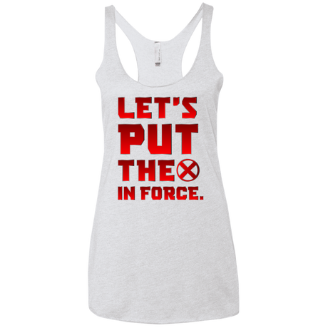 T-Shirts Heather White / X-Small The X In Force Women's Triblend Racerback Tank