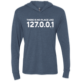 T-Shirts Indigo / X-Small There Is No Place Like 127.0.0.1 Triblend Long Sleeve Hoodie Tee
