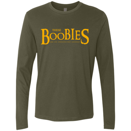 T-Shirts Military Green / Small These boobies Men's Premium Long Sleeve