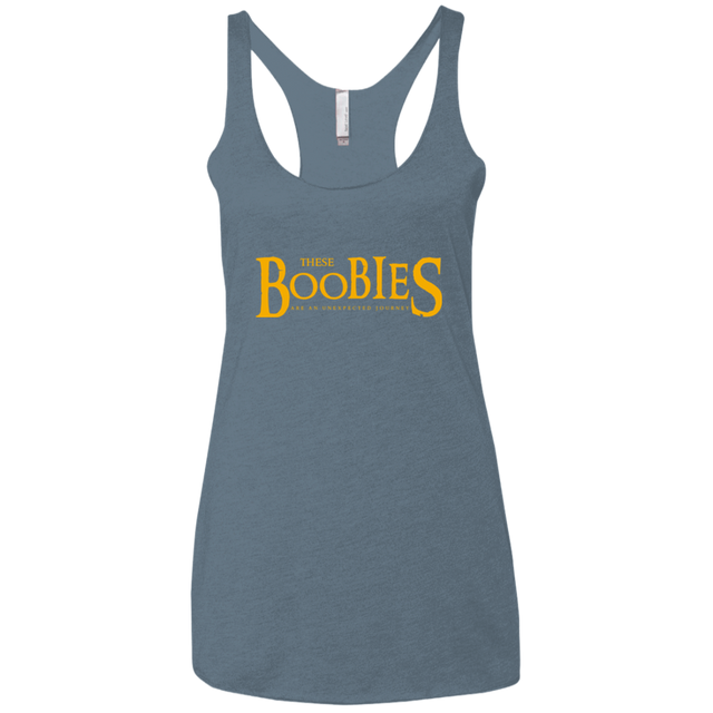 T-Shirts Indigo / X-Small These boobies Women's Triblend Racerback Tank