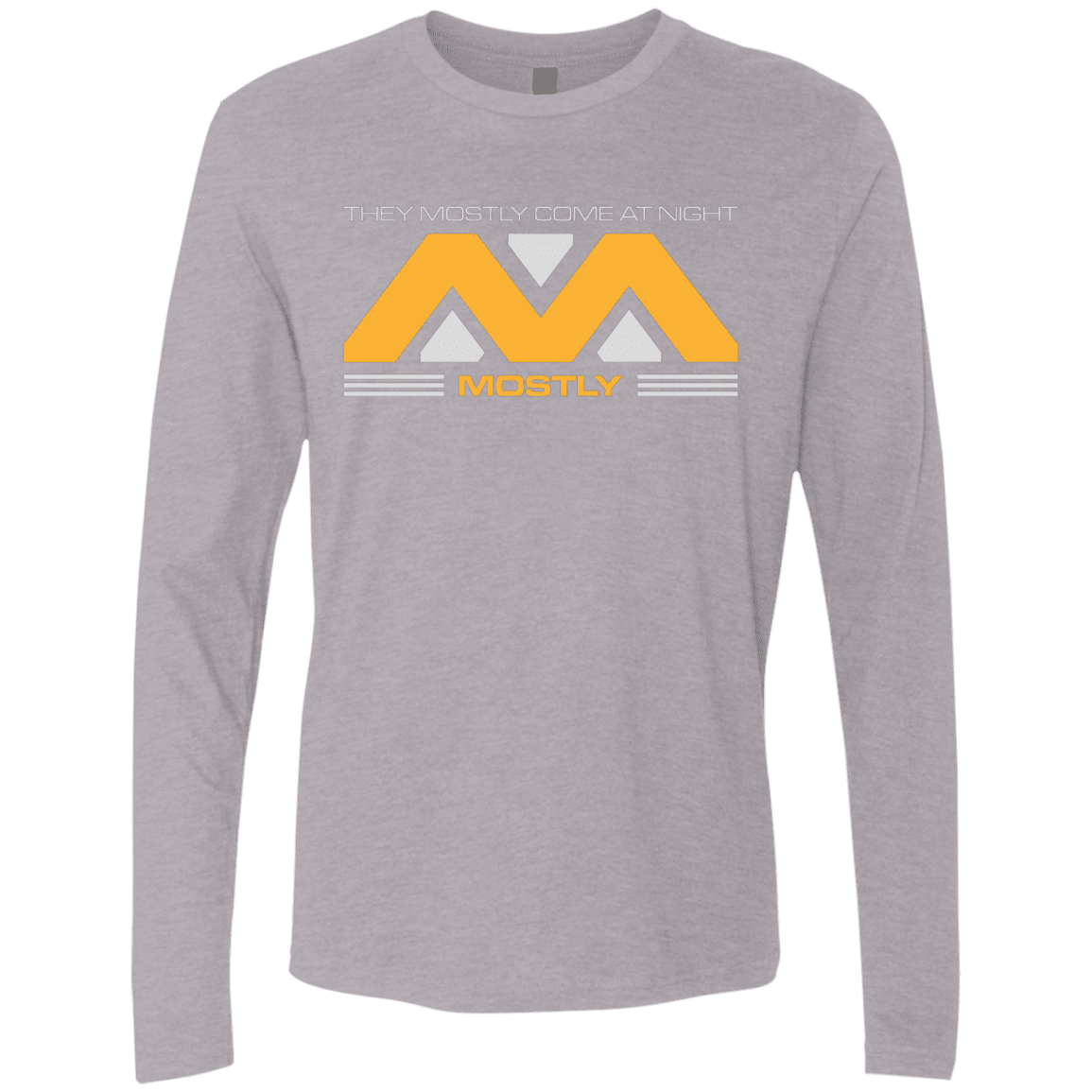 T-Shirts Heather Grey / Small They Mostly Come At Night Mostly Men's Premium Long Sleeve