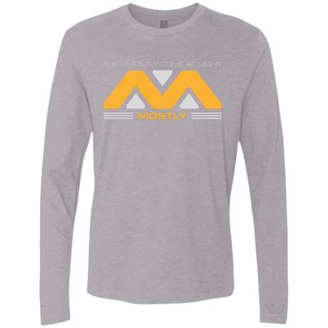 T-Shirts Heather Grey / Small They Mostly Come At Night Mostly Men's Premium Long Sleeve