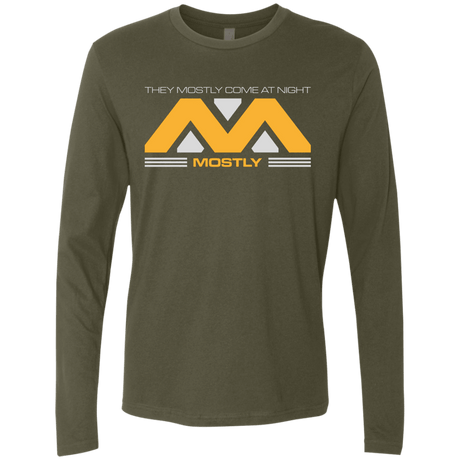 T-Shirts Military Green / Small They Mostly Come At Night Mostly Men's Premium Long Sleeve
