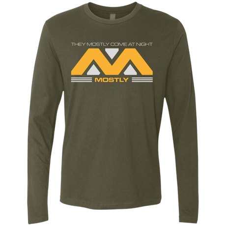 T-Shirts Military Green / Small They Mostly Come At Night Mostly Men's Premium Long Sleeve