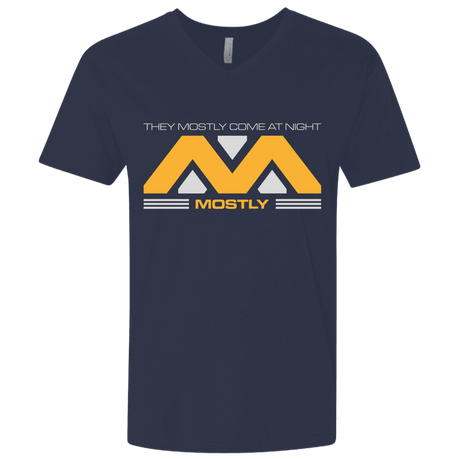 T-Shirts Midnight Navy / X-Small They Mostly Come At Night Mostly Men's Premium V-Neck