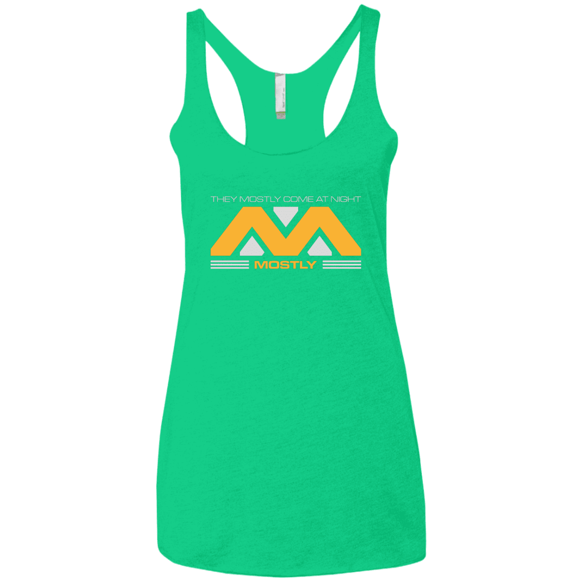 T-Shirts Envy / X-Small They Mostly Come At Night Mostly Women's Triblend Racerback Tank