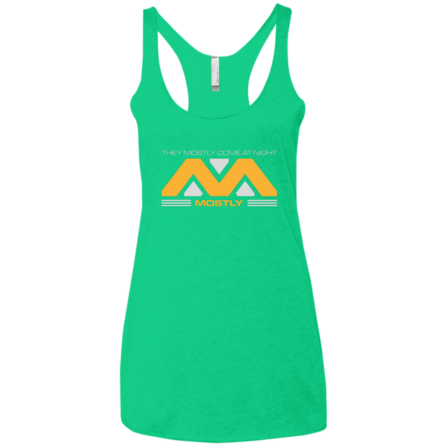 T-Shirts Envy / X-Small They Mostly Come At Night Mostly Women's Triblend Racerback Tank