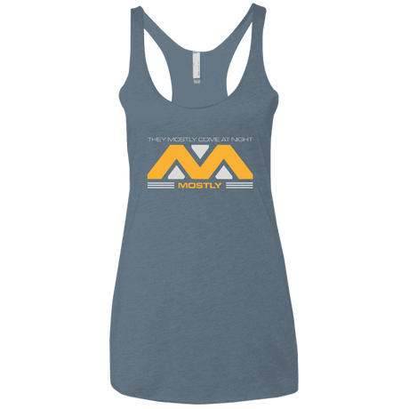 T-Shirts Indigo / X-Small They Mostly Come At Night Mostly Women's Triblend Racerback Tank