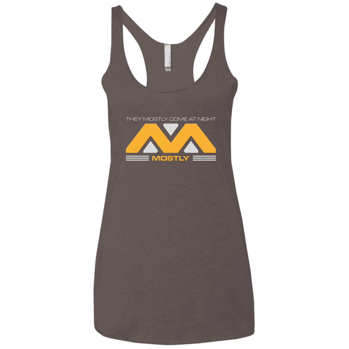 T-Shirts Macchiato / X-Small They Mostly Come At Night Mostly Women's Triblend Racerback Tank