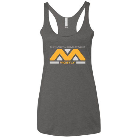 T-Shirts Premium Heather / X-Small They Mostly Come At Night Mostly Women's Triblend Racerback Tank