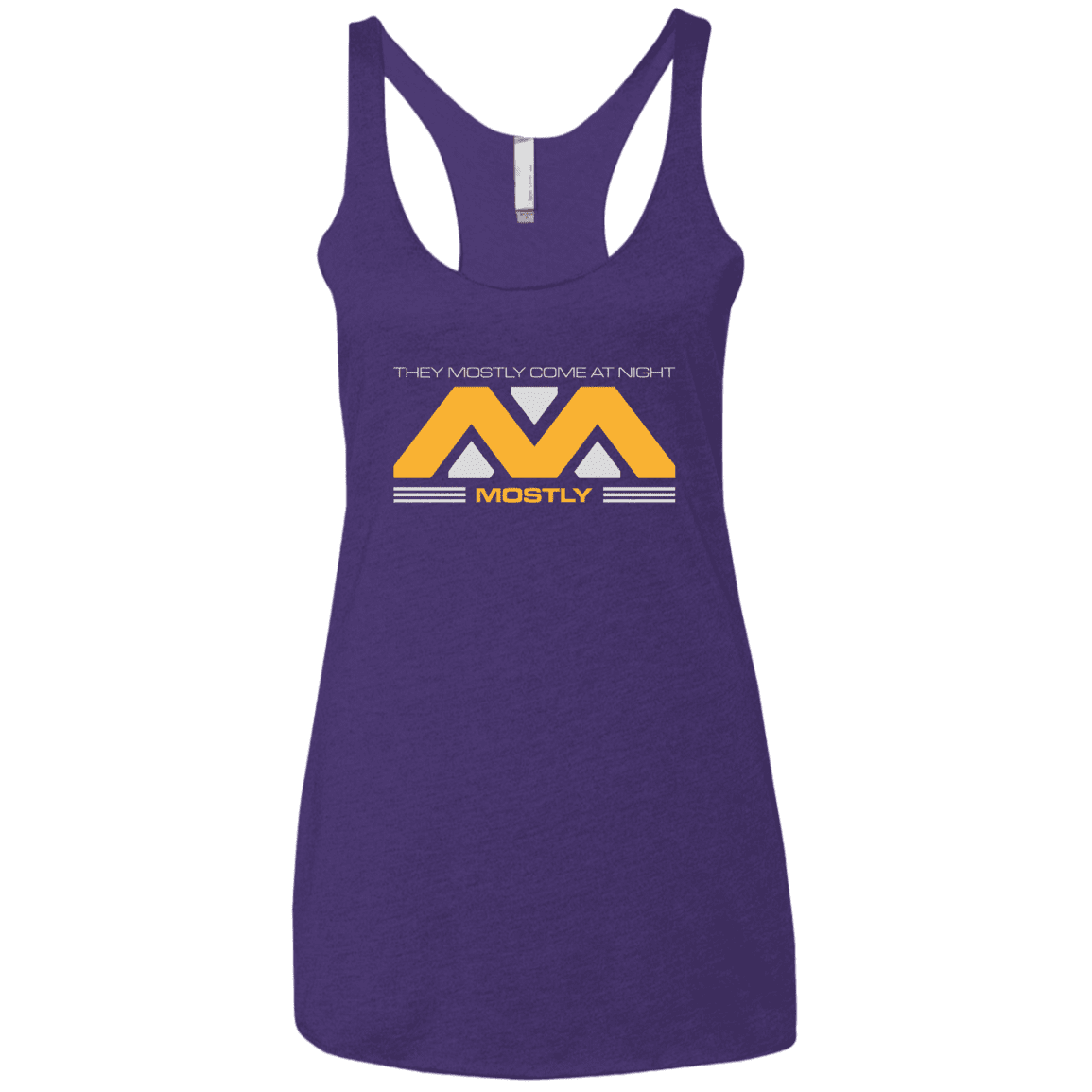 T-Shirts Purple / X-Small They Mostly Come At Night Mostly Women's Triblend Racerback Tank