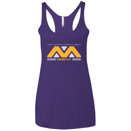 T-Shirts Purple / X-Small They Mostly Come At Night Mostly Women's Triblend Racerback Tank