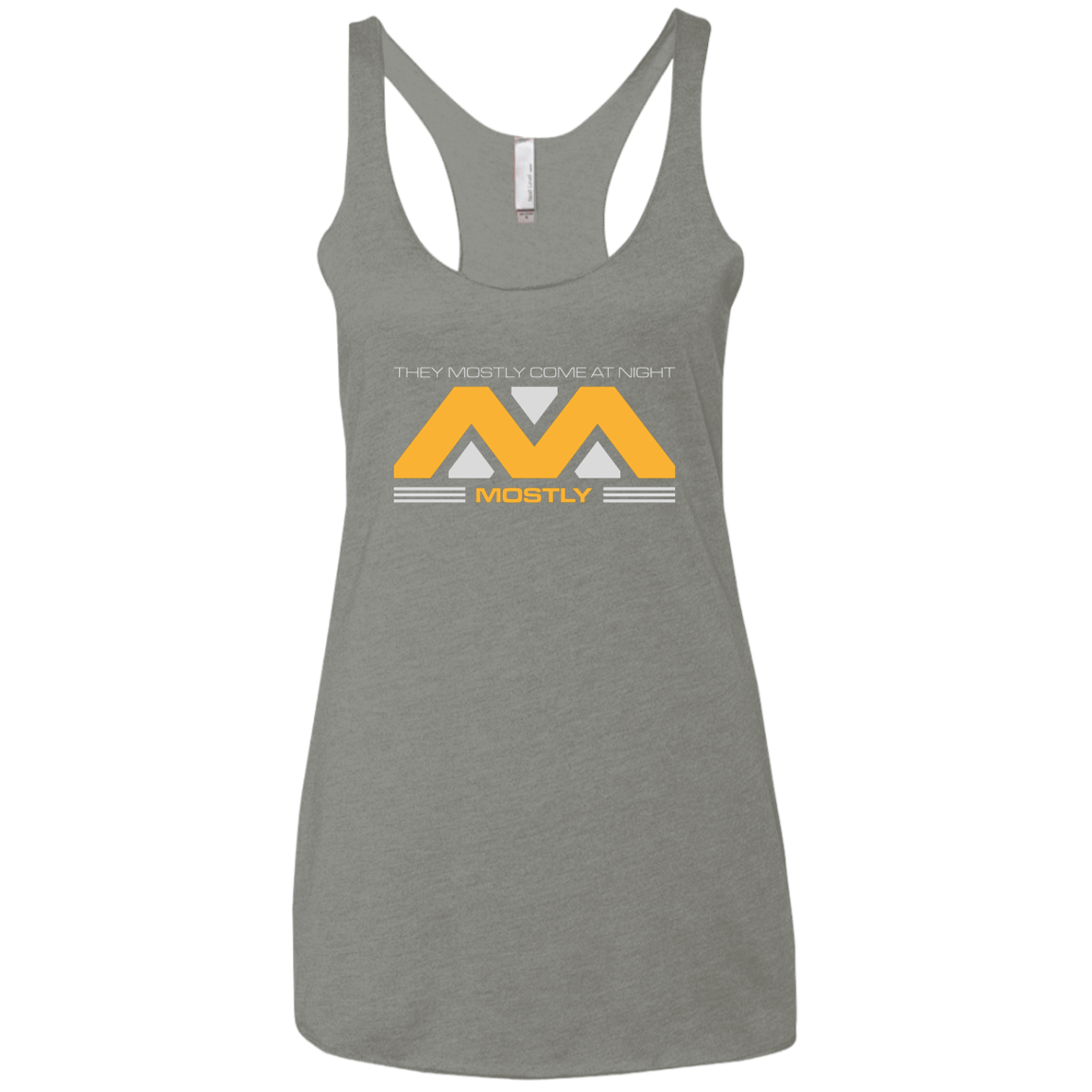 T-Shirts Venetian Grey / X-Small They Mostly Come At Night Mostly Women's Triblend Racerback Tank