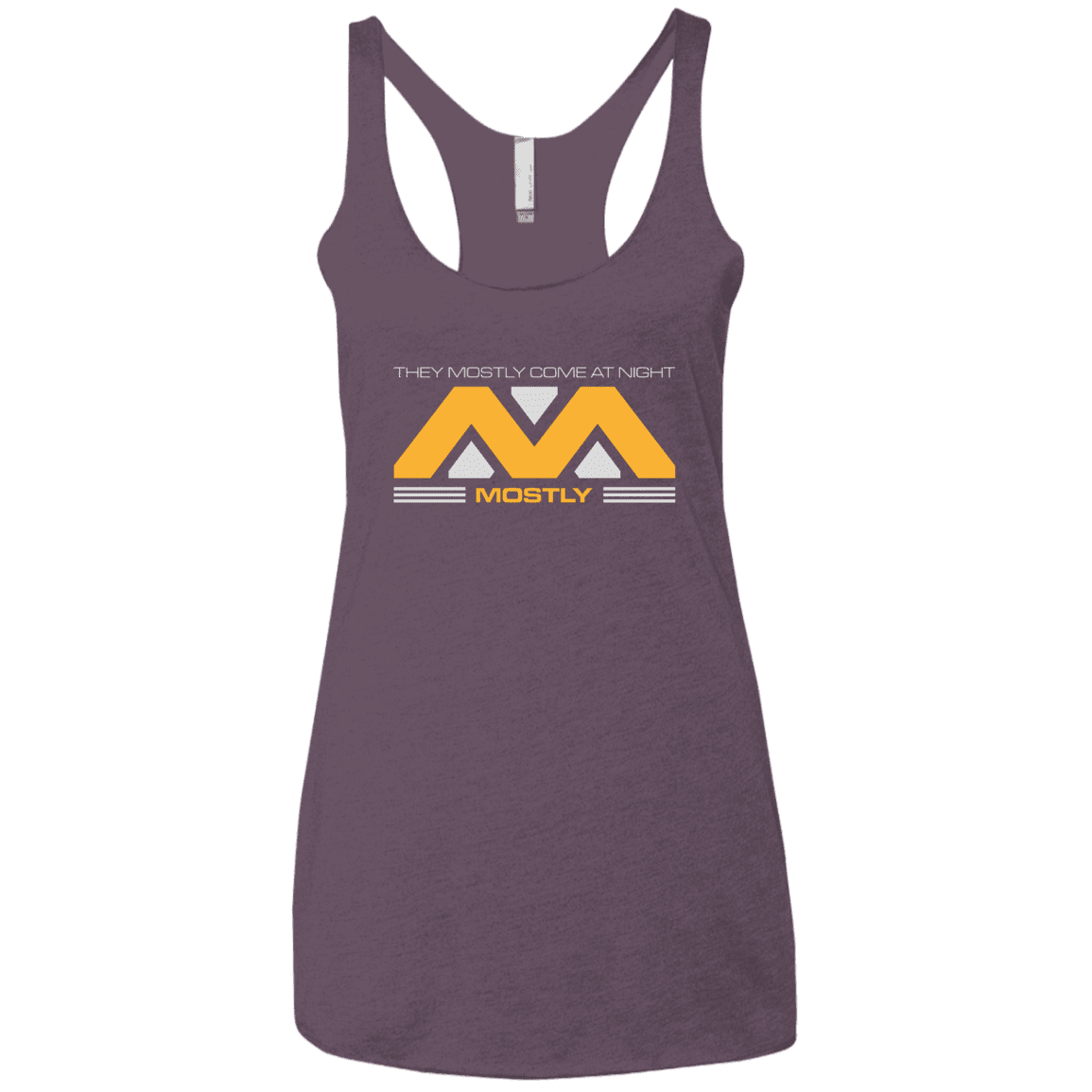 T-Shirts Vintage Purple / X-Small They Mostly Come At Night Mostly Women's Triblend Racerback Tank