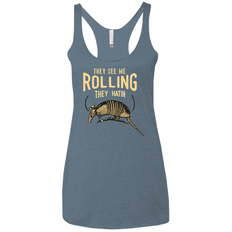 T-Shirts Indigo / X-Small They See Me Rollin Women's Triblend Racerback Tank