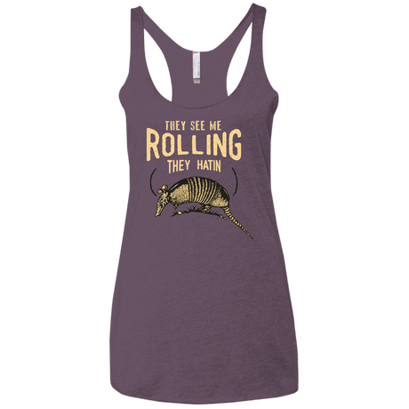T-Shirts Vintage Purple / X-Small They See Me Rollin Women's Triblend Racerback Tank