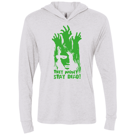 T-Shirts Heather White / X-Small They Wont Stay Dead Triblend Long Sleeve Hoodie Tee