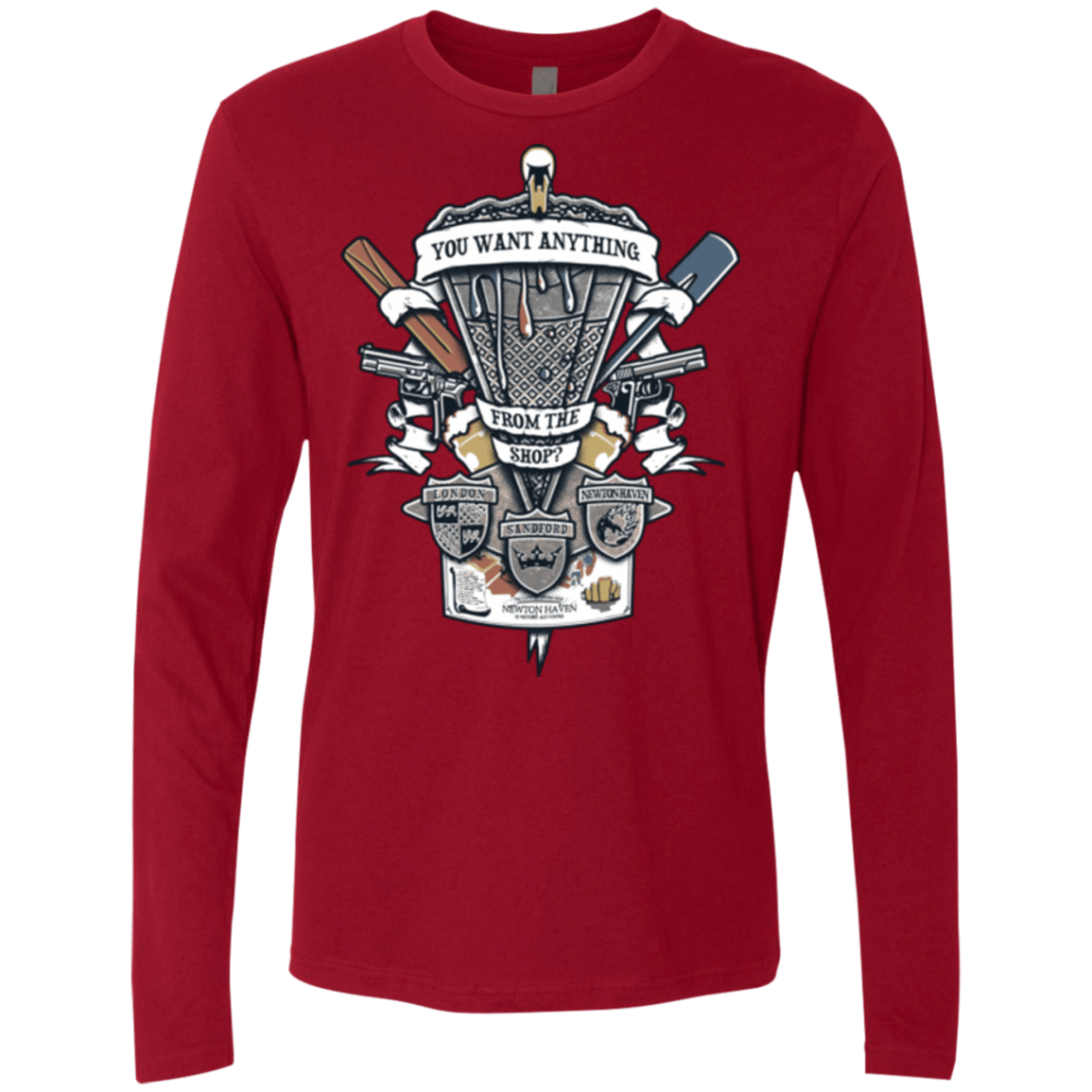 T-Shirts Cardinal / Small Three Cornetto's Crest Men's Premium Long Sleeve