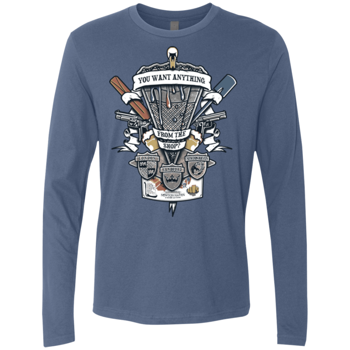 T-Shirts Indigo / Small Three Cornetto's Crest Men's Premium Long Sleeve