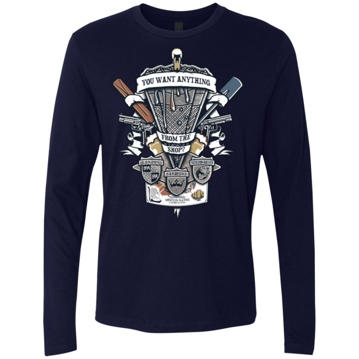T-Shirts Midnight Navy / Small Three Cornetto's Crest Men's Premium Long Sleeve