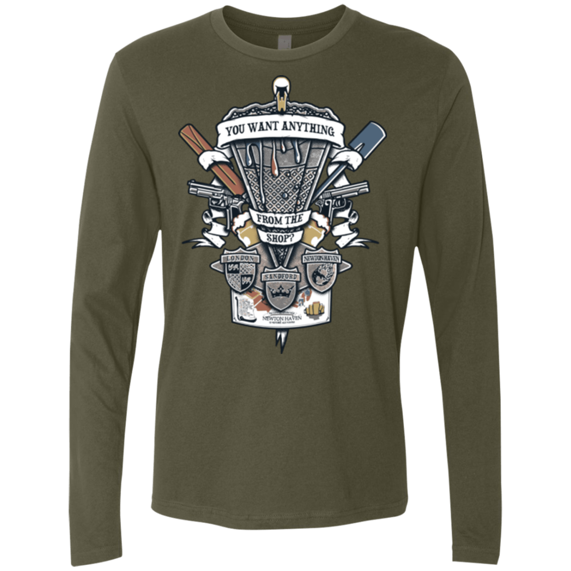 T-Shirts Military Green / Small Three Cornetto's Crest Men's Premium Long Sleeve