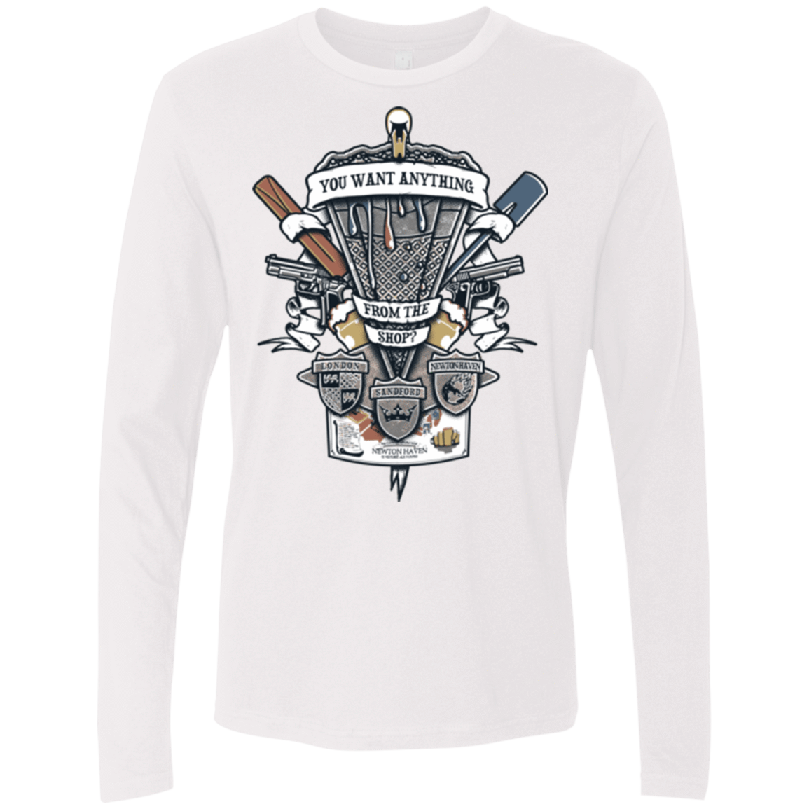 T-Shirts White / Small Three Cornetto's Crest Men's Premium Long Sleeve