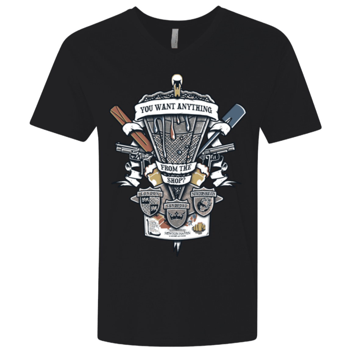 T-Shirts Black / X-Small Three Cornetto's Crest Men's Premium V-Neck