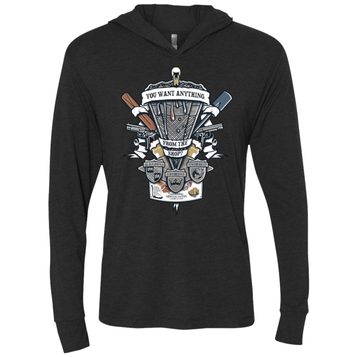 T-Shirts Vintage Black / X-Small Three Cornetto's Crest Triblend Long Sleeve Hoodie Tee