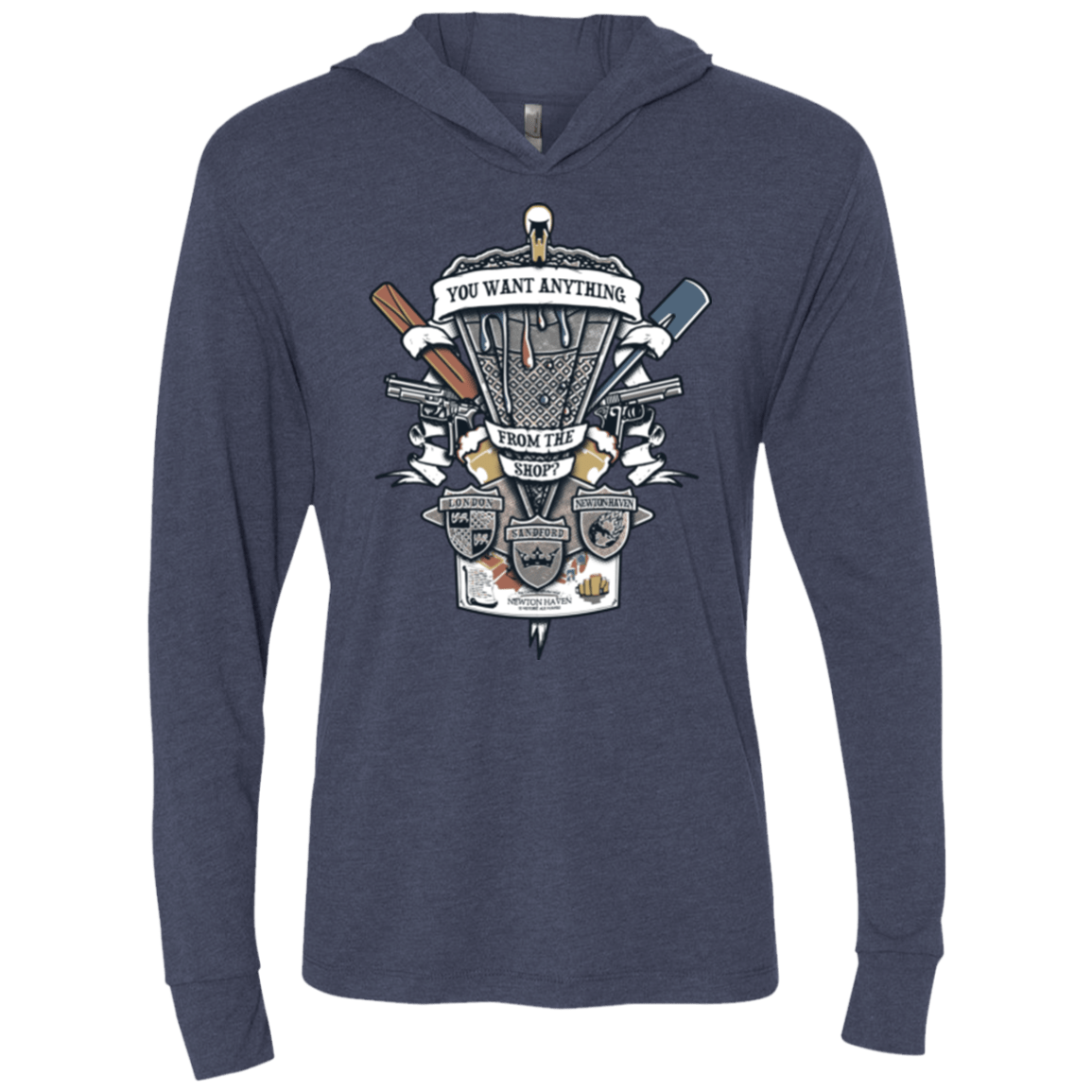 T-Shirts Vintage Navy / X-Small Three Cornetto's Crest Triblend Long Sleeve Hoodie Tee